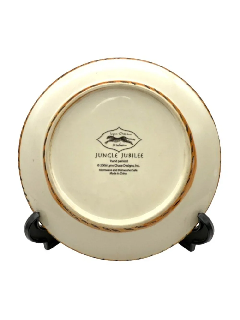 Lynn Chase Jungle Jubilee Salad Dessert Plate Ceramic Handpainted Leopard Parrot